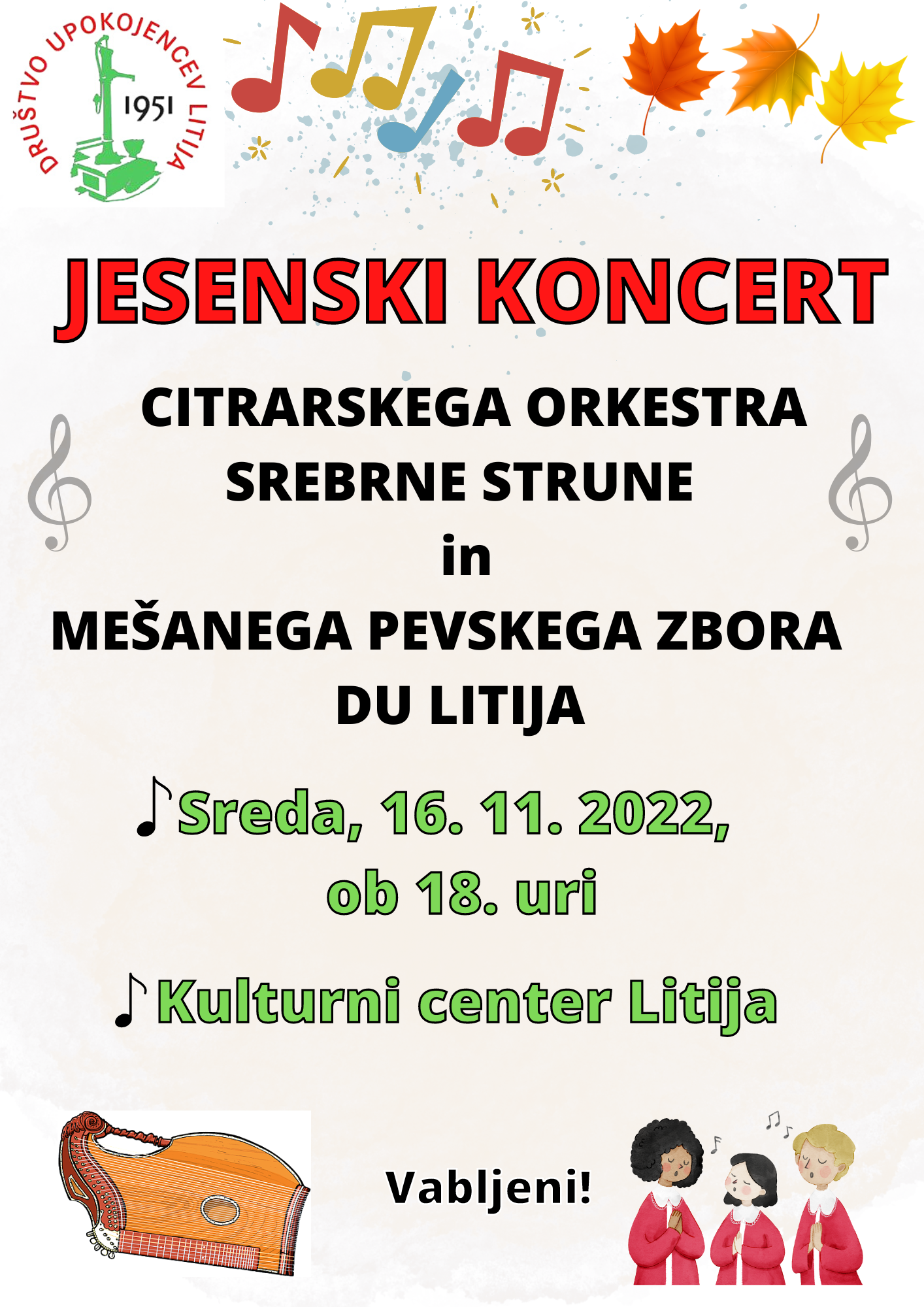 JESENSKI KONCERT CITRARSKEGA ORKESTRA IN MEŠANEGA PEVSKEGA ZBORA